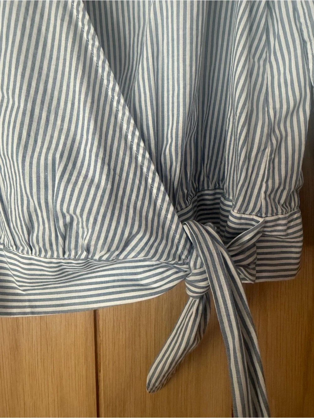 Madewell Blue and White Striped Wrap Blouse size S NWOT